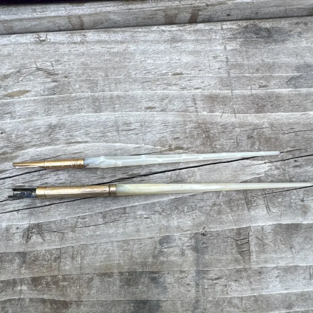 Antique Mable Todd & Co. No. 1 Pearl Shaft Dip Pen Gold Scroll & Seamless 5 G